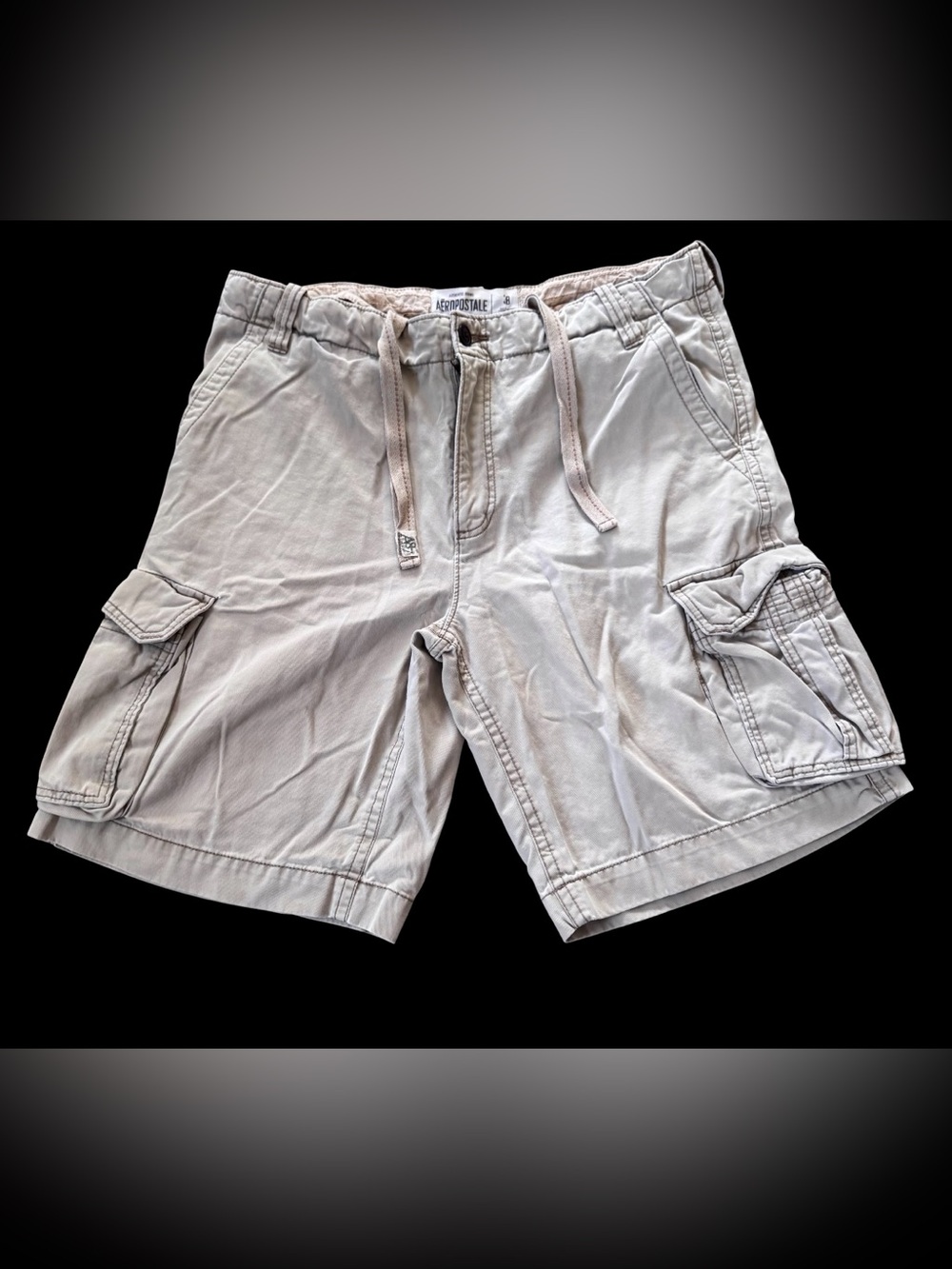 Vintage Y2K Aeropostale Cargo Shorts Beige Khaki Drawstring Utility Size 38